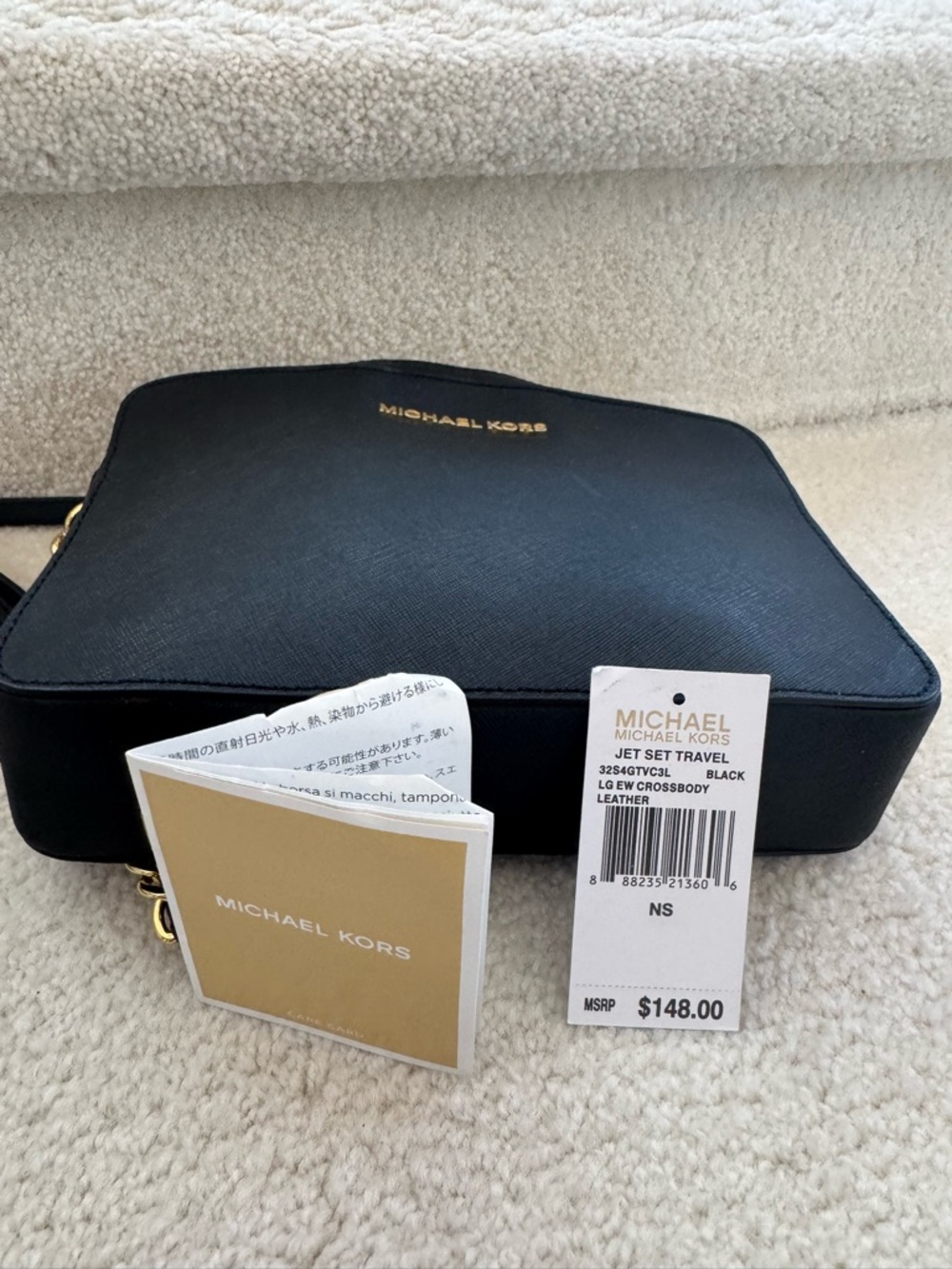 MICHAEL KORS Black Leather Crossbody with Gold Logo - Picture 5 of 6